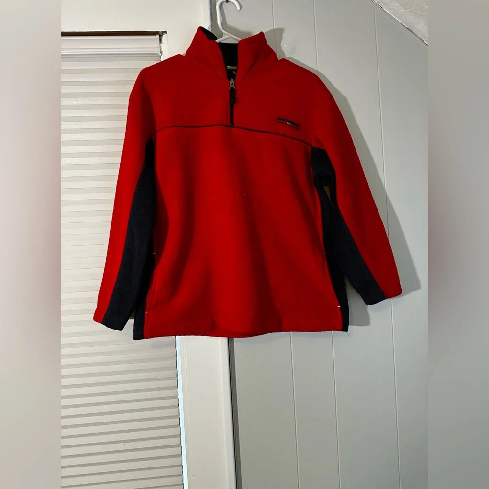 GAP Boys Fleece Pullover Sweater Large | Red Black Half Zip Winter EUC